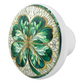 Vierbladige klaver - groen marmer en goud keramische knop (Rechts)