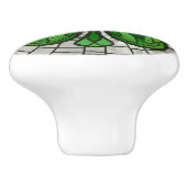 Vierbladige klaver - Groen Marmer en Parel Keramische Knop (Zijkant)