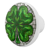 Vierbladige klaver - Groen Marmer en Parel Keramische Knop (Rechts)