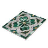 Vierbladige klaver - Groen Marmer en Parel Tegeltje (Zijkant)