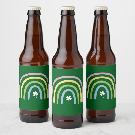 Vierbladige Klaver Regenboog St. Patrick's Dag Bier Etiket (Flessen)