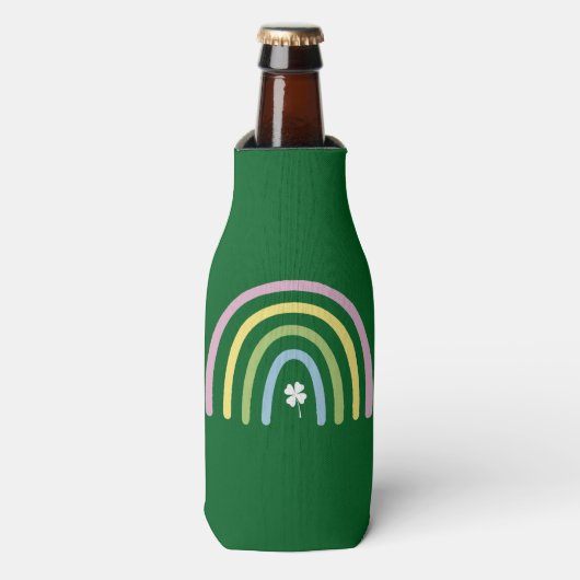 Vierbladige Klaver Regenboog St. Patrick's Dag  Flesjeskoeler (Fles Voorkant)