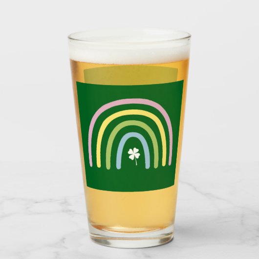 Vierbladige Klaver Regenboog St. Patrick's Dag Glas (Voorkant gevuld)