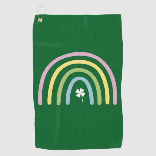 Vierbladige Klaver Regenboog St. Patrick's Dag Golfhanddoek (Voorkant)