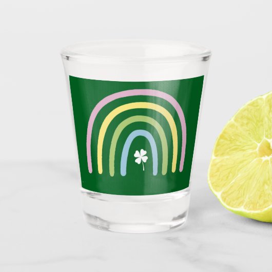 Vierbladige Klaver Regenboog St. Patrick's Dag  Shot Glas (Voorkant)