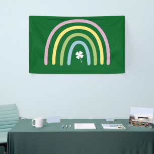 Vierbladige Klaver Regenboog St. Patrick's Dag  Spandoek