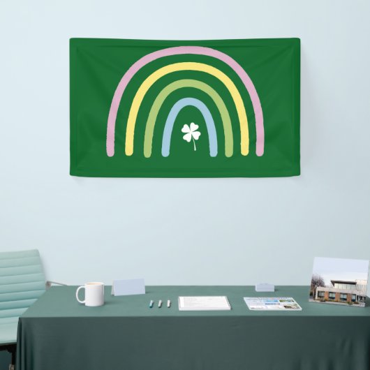 Vierbladige Klaver Regenboog St. Patrick's Dag  Spandoek (Beurs)