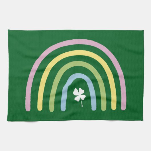 Vierbladige Klaver Regenboog St. Patrick's Dag Theedoek (Horizontaal)