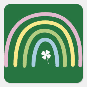 Vierbladige Klaver Regenboog St. Patrick's Dag  Vierkante Sticker