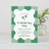 Vierbladige Klaver Schachbrett St. Patrick's Day Kaart (Staand voorkant)