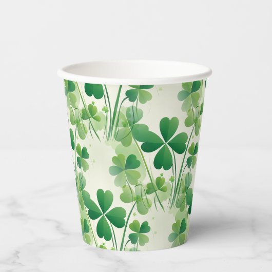 Vierbladige Klaver Shamrock St. Patrick's Day Papieren Bekers (Voorkant)
