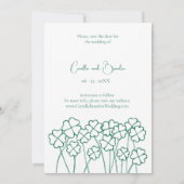 Vierbladige Klaver Smaragdgroene Moderne Trouwdag Save The Date (Achterkant)