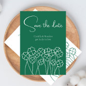 Vierbladige Klaver Smaragdgroene Moderne Trouwdag Save The Date