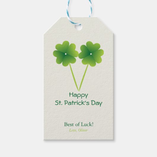 Vierbladige klaver St. Patrick's Day Cadeaulabel (Voorkant)