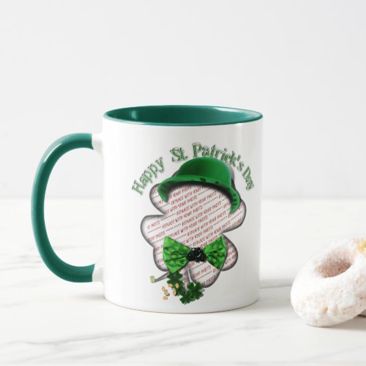 Vierbladige Klaver St. Patrick's Day Foto Mok (Met donut)