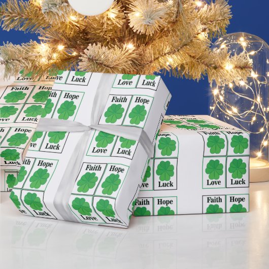 Vierbladige Klaver St. Patrick's Day Vierbladige K Cadeaupapier (Feestdagen)
