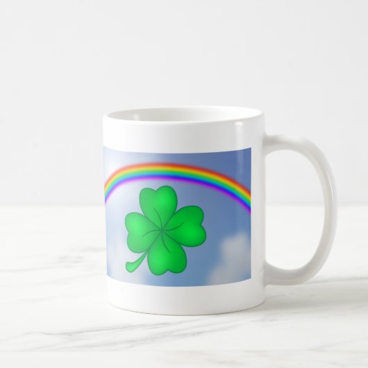 Vierblättriges Kleeblatt mit Regenbogen Koffiemok (Rechts)