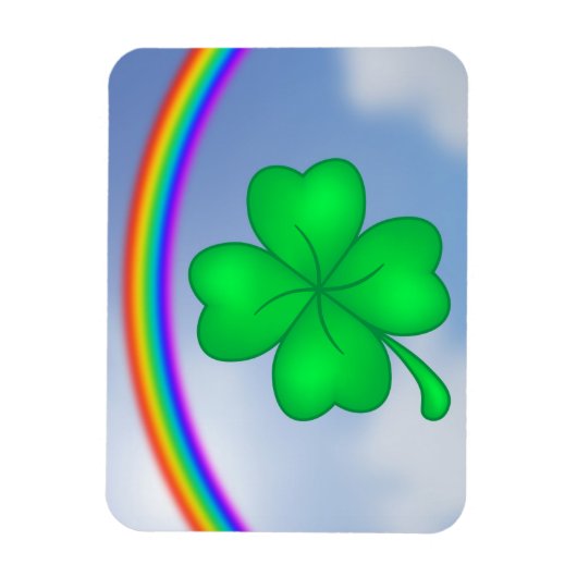 Vierblättriges Kleeblatt mit Regenbogen Magneet (Verticaal)