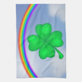 Vierblättriges Kleeblatt mit Regenbogen Theedoek (Verticaal)