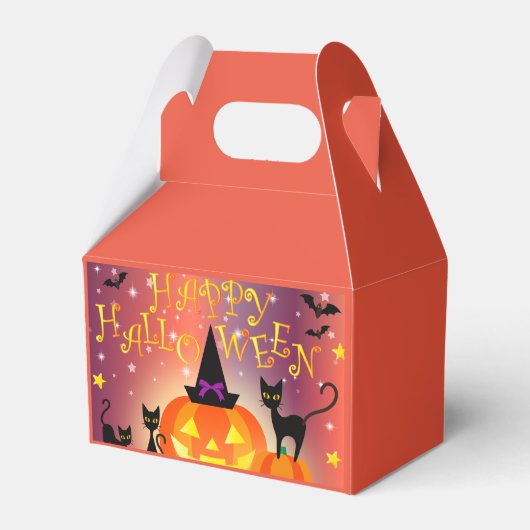 Vierbox gedecorbeerd met Happy Halloween Party Bedankdoosjes (Achterkant)