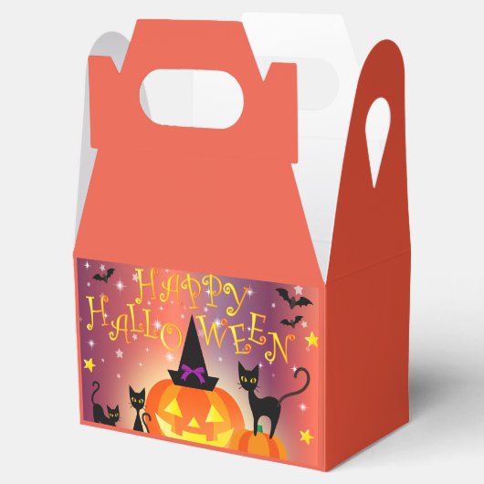 Vierbox gedecorbeerd met Happy Halloween Party Bedankdoosjes (Geopend)