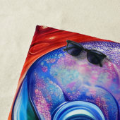 Vierce Blue Waterverf Octopus met Custom Strandlaken (In situ)