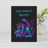 Vierce Dragon Paars en Blues Unique Party Kaart (Staand voorkant)