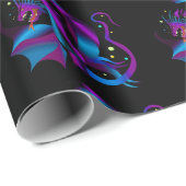 Vierce Dragon Uniek op zwart-wit en Paars Cadeaupapier (Rol Hoek)