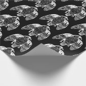 Vierce falcons white on black wrapting paper cadeaupapier (Hoek)