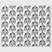 Vierce falcons zwart op wit verpakkingspapier cadeaupapier (Vlak)