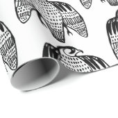 Vierce falcons zwart op wit verpakkingspapier cadeaupapier (Rol Hoek)