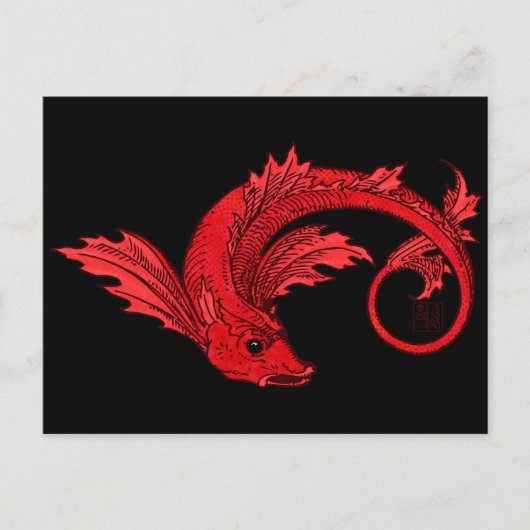 Vierce Fiery Red Flying elementaire vis Briefkaart (Voorkant)