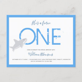 Vierce One Shark Animal First Birthday Invitation Uitnodiging Briefkaart