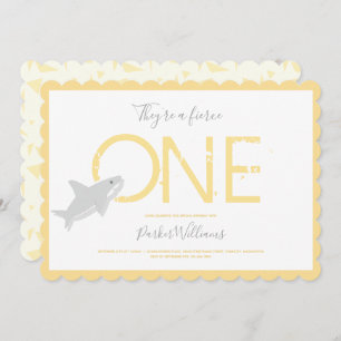 Vierce One Yellow Shark Animal First Birthday Kaart