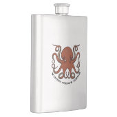 Vierce Red Octopus Tentacles Cartoon met tekst Heupfles (Rechts)