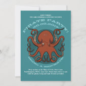 Vierce Red Octopus Tentacles Cartoon met tekst Kaart (Voorkant)