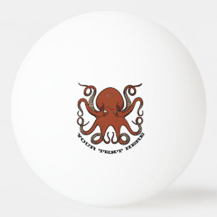 Vierce Red Octopus Tentacles Cartoon met tekst Pingpongbal