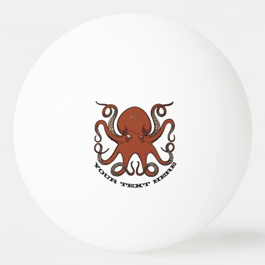 Vierce Red Octopus Tentacles Cartoon met tekst Pingpongbal (Voorkant)