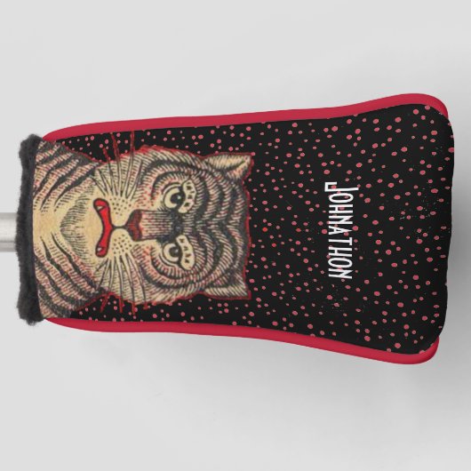 Viercige Aziatische strips zwarte tijgerrode Stipp Golfheadcover (Voorkant)