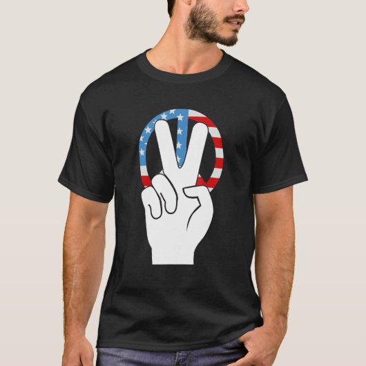 Vierde 4 juli Amerikaanse vlag Vredesbord T-shirt (Voorkant)