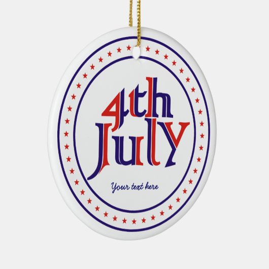 Vierde 4 juli blauw rood tekst ontwerp ornament (Rechts)