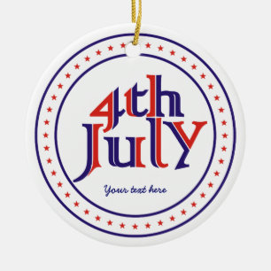 Vierde 4 juli blauw rood tekst ontwerp ornament