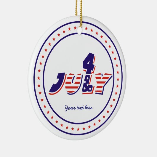 Vierde 4 juli rood blauw tekst ontwerp ornament (Rechts)