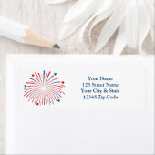 Vierde 4 juli vuurwerk retouradreslabels etiket (Insitu)