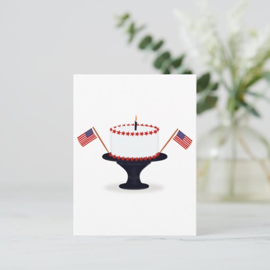 Vierde / 4de juli verjaardagstaart Briefkaart (Staand voorkant)