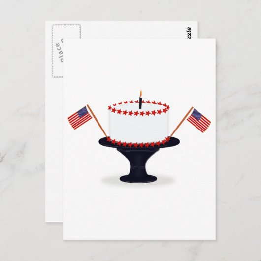 Vierde / 4de juli verjaardagstaart Briefkaart (Voorkant / Achterkant)