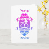 Vierde 4e huwelijksverjaardag linnen zijde kaart (Gele Bloem)