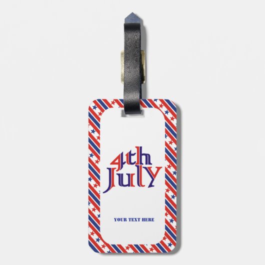 Vierde 4e juli tekstontwerp & rand met sterren bagagelabel (Achterkant verticaal)