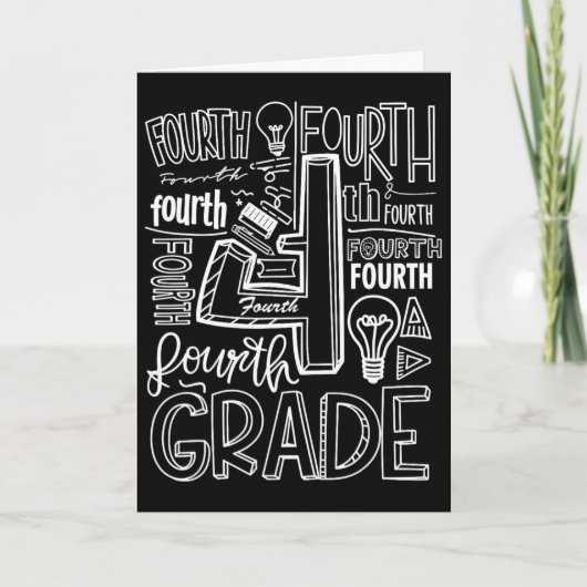 Vierde 4e klas typografie Terug naar school 1 Kaart (Voorkant)