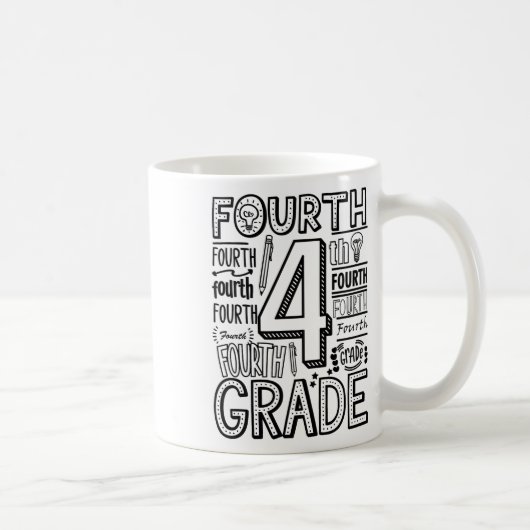 Vierde 4e klas typografie terug naar school koffiemok (Rechts)
